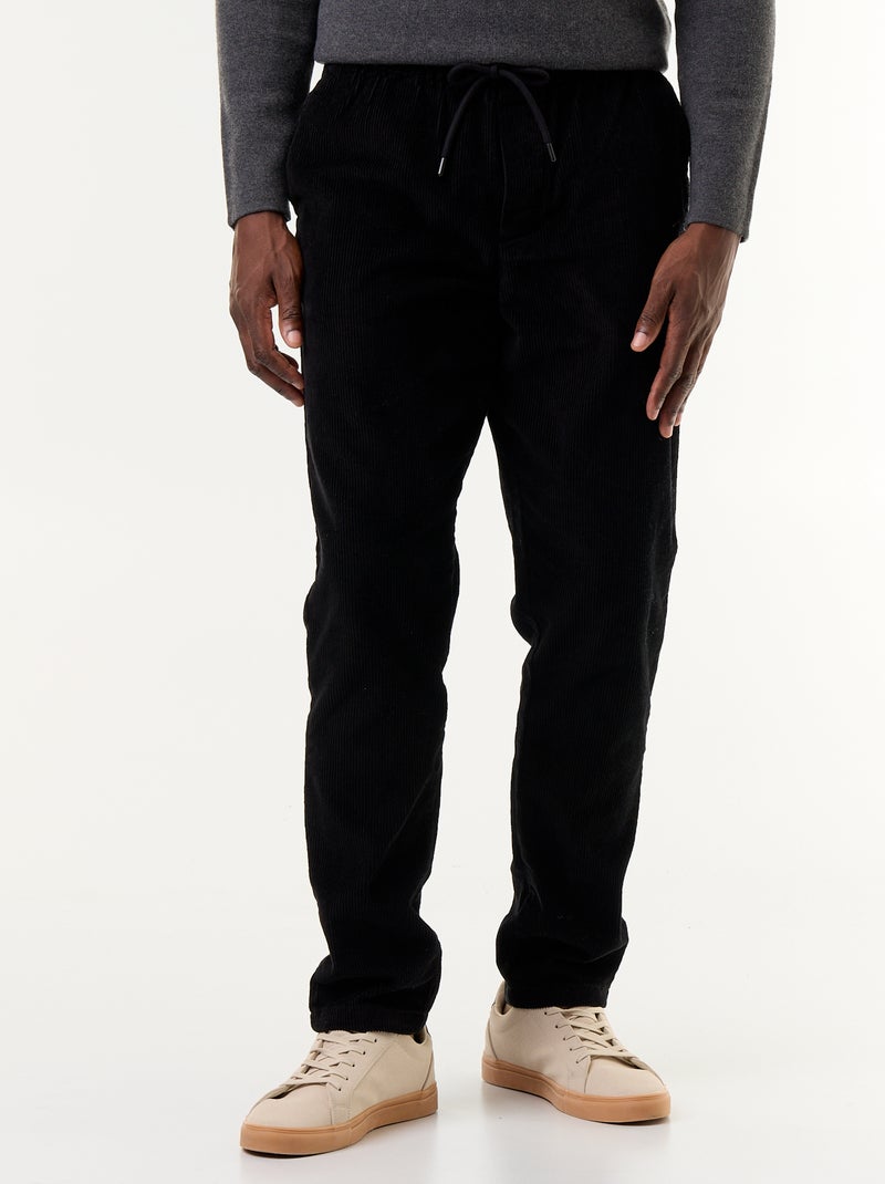Ribfluwelen broek Zwart - Kiabi
