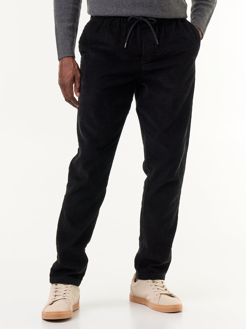 Ribfluwelen broek Zwart - Kiabi