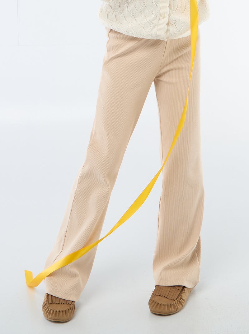Ribfluwelen flared legging Biege - Kiabi