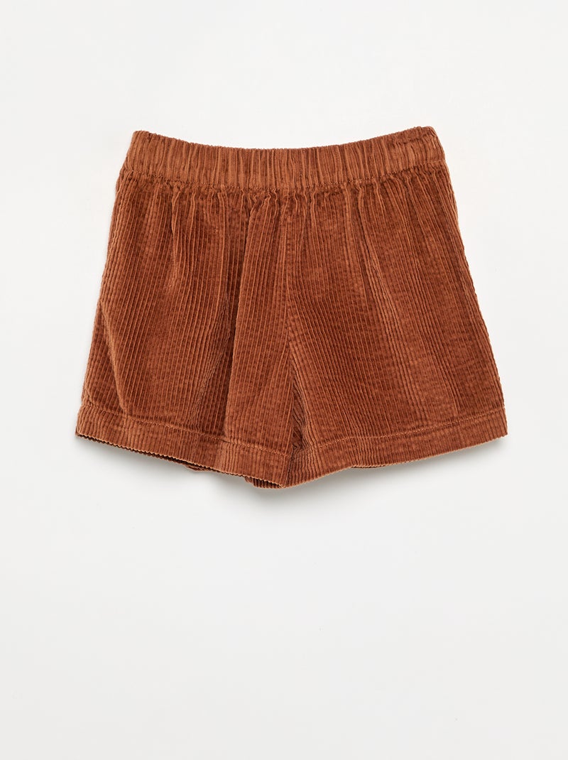 Ribfluwelen rokje-short Bruin - Kiabi