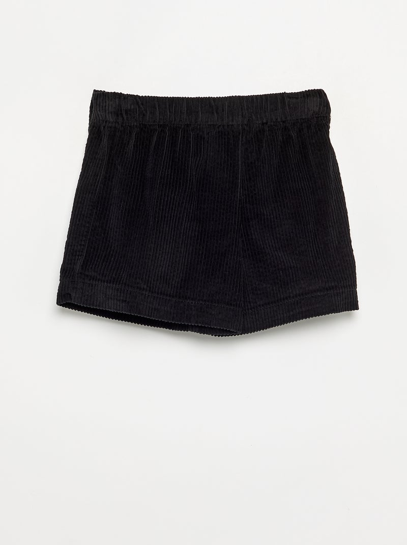 Ribfluwelen rokje-short Zwart - Kiabi