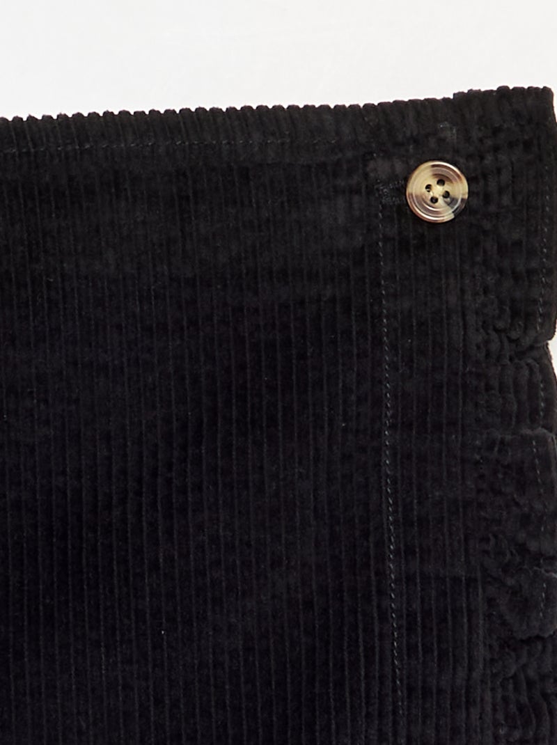 Ribfluwelen rokje-short Zwart - Kiabi