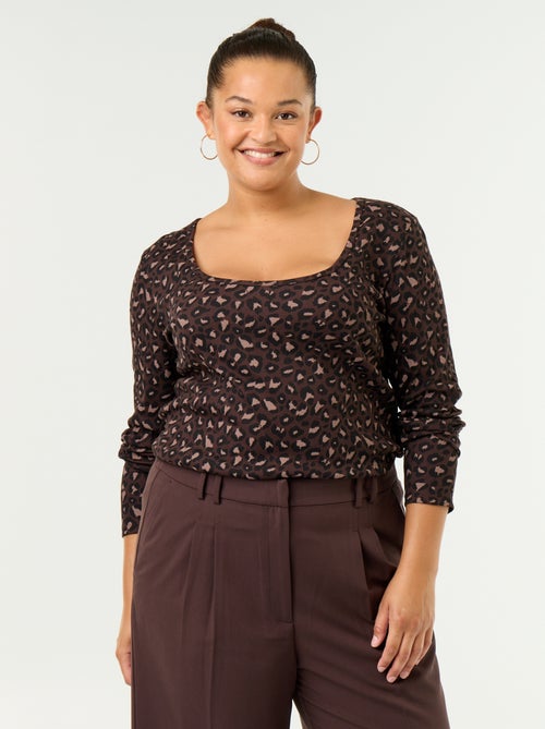 Ribgebreid basic T-shirt - Kiabi Ribgebreid basic T-shirt - Kiabi