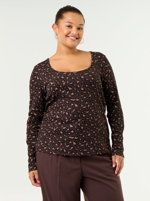 Ribgebreid basic T-shirt - Kiabi Ribgebreid basic T-shirt - Kiabi