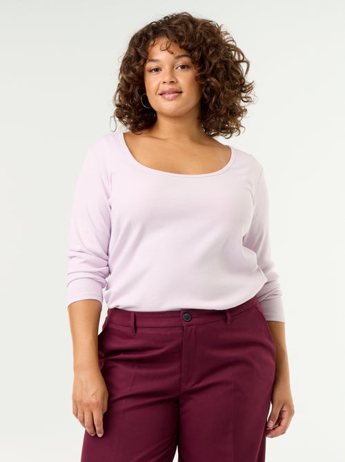 Ribgebreid basic T-shirt - Kiabi Ribgebreid basic T-shirt - Kiabi