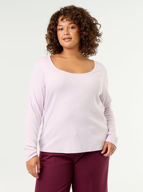 Ribgebreid basic T-shirt - Kiabi Ribgebreid basic T-shirt - Kiabi