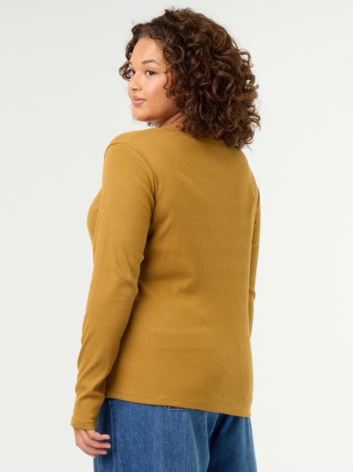 Ribgebreid basic T-shirt - Kiabi Ribgebreid basic T-shirt - Kiabi