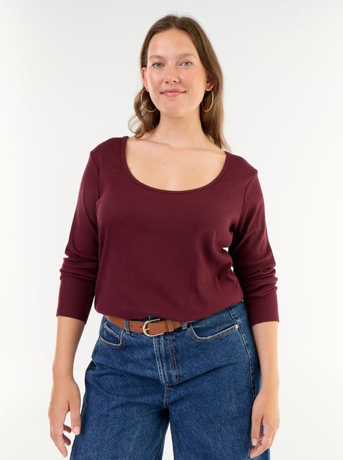 Ribgebreid basic T-shirt - Kiabi