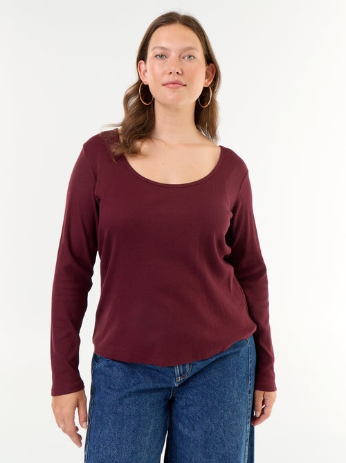 Ribgebreid basic T-shirt - Kiabi