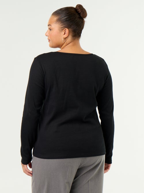 Ribgebreid basic T-shirt - Kiabi Ribgebreid basic T-shirt - Kiabi