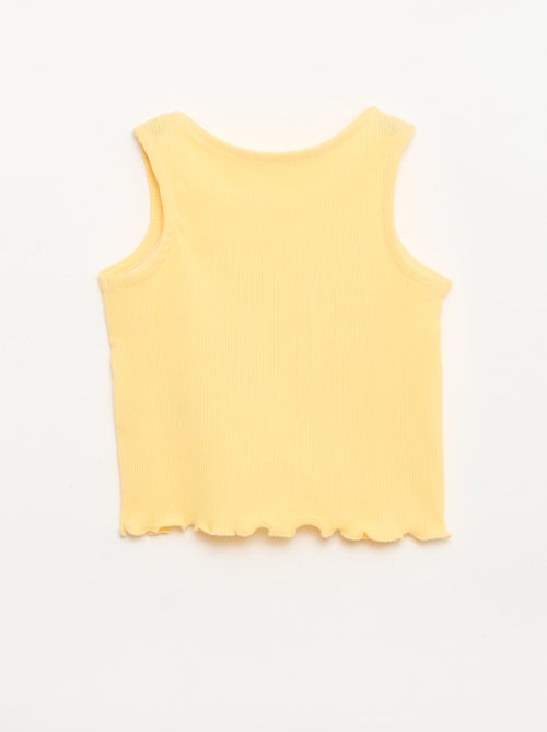 Ribstof top met golvende zoom - Kiabi