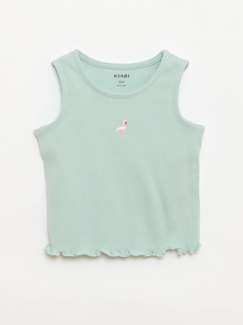 Ribstof top met golvende zoom - Kiabi