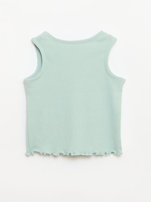 Ribstof top met golvende zoom - Kiabi