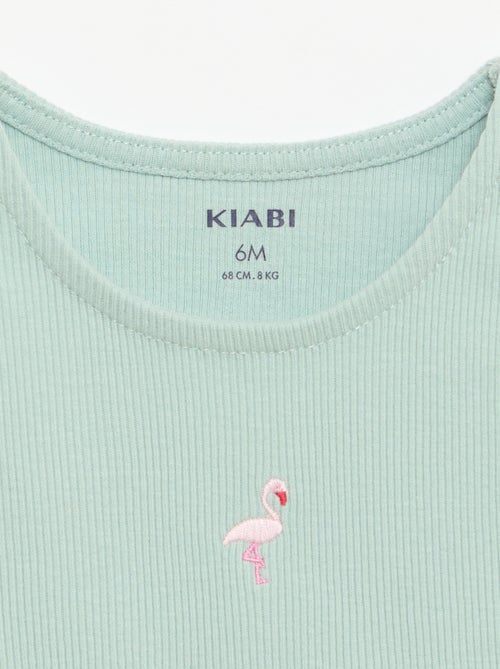 Ribstof top met golvende zoom - Kiabi