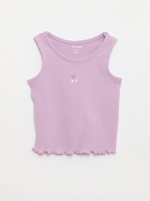 Ribstof top met golvende zoom - Kiabi