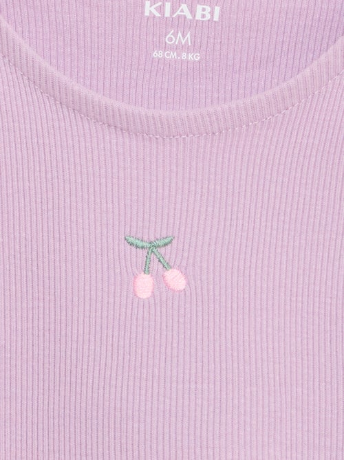 Ribstof top met golvende zoom - Kiabi