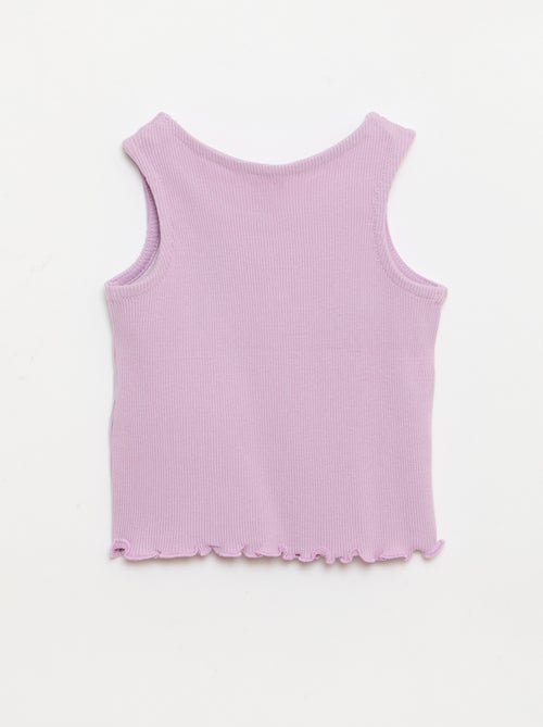 Ribstof top met golvende zoom - Kiabi