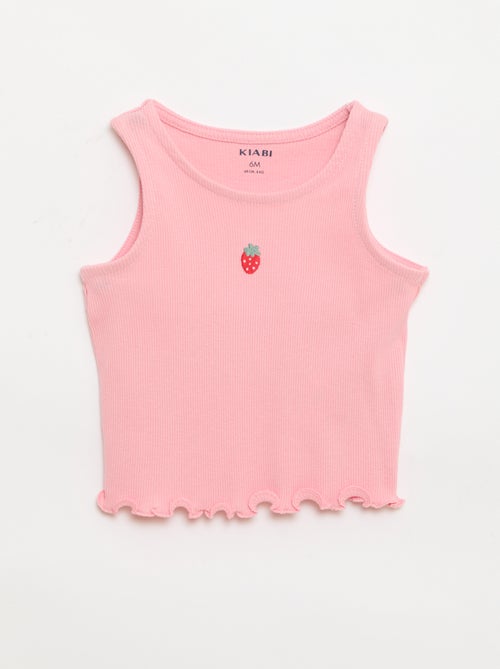 Ribstof top met golvende zoom - Kiabi
