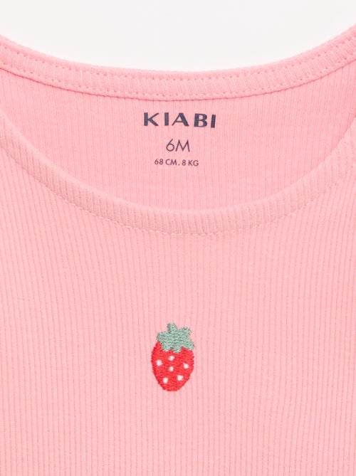 Ribstof top met golvende zoom - Kiabi