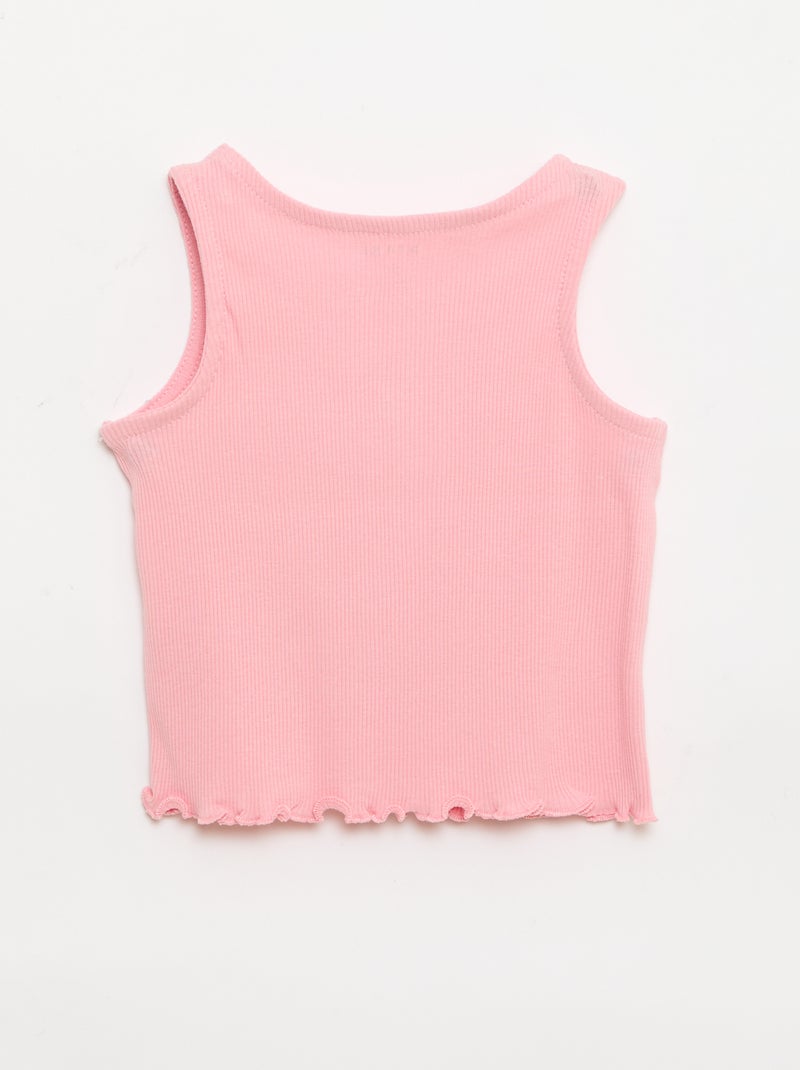 Ribstof top met golvende zoom Rose - Kiabi