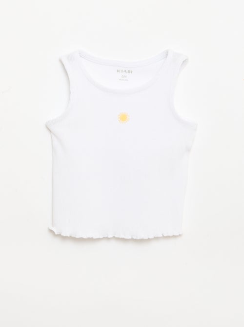 Ribstof top met golvende zoom - Kiabi