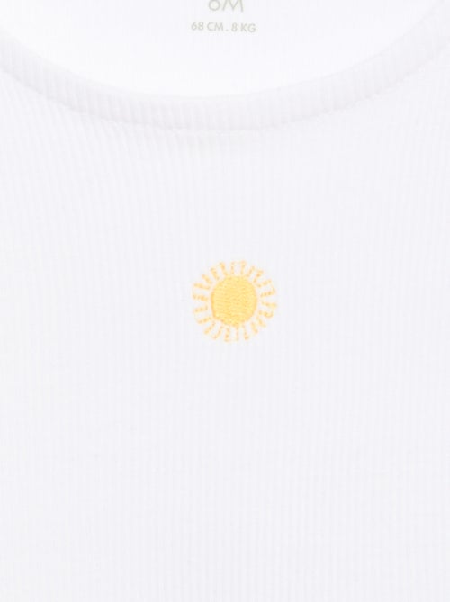 Ribstof top met golvende zoom - Kiabi