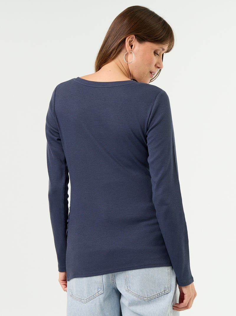 Ribstof zwangerschaps T-shirt Blauw - Kiabi