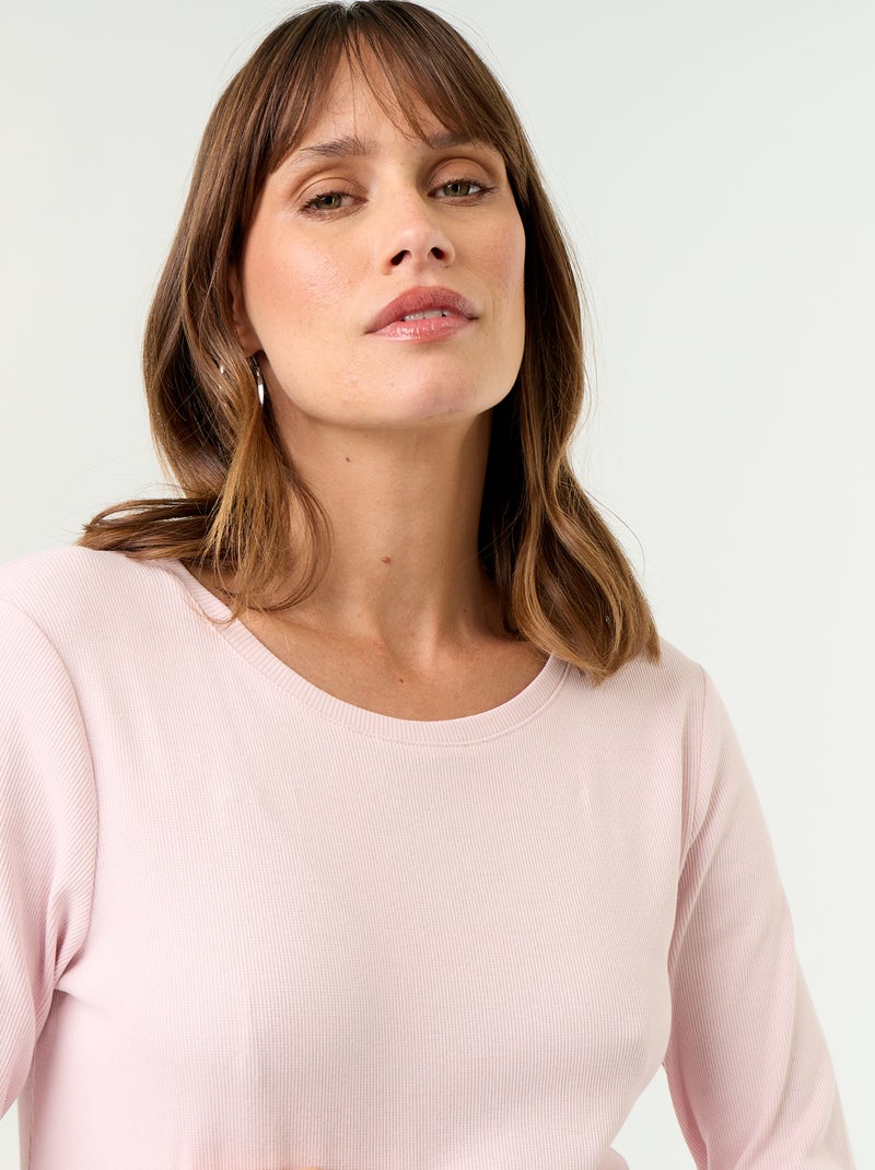 Ribstof zwangerschaps T-shirt Rose - Kiabi