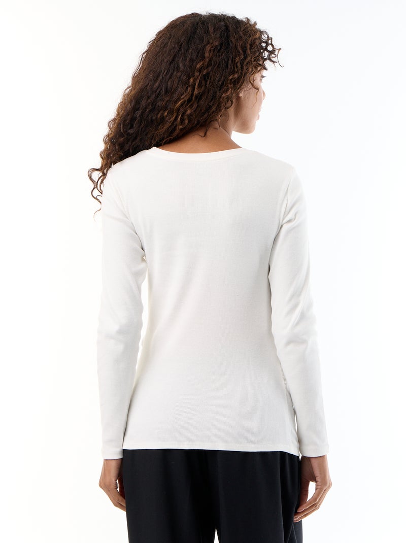 Ribstof zwangerschaps T-shirt Wit - Kiabi