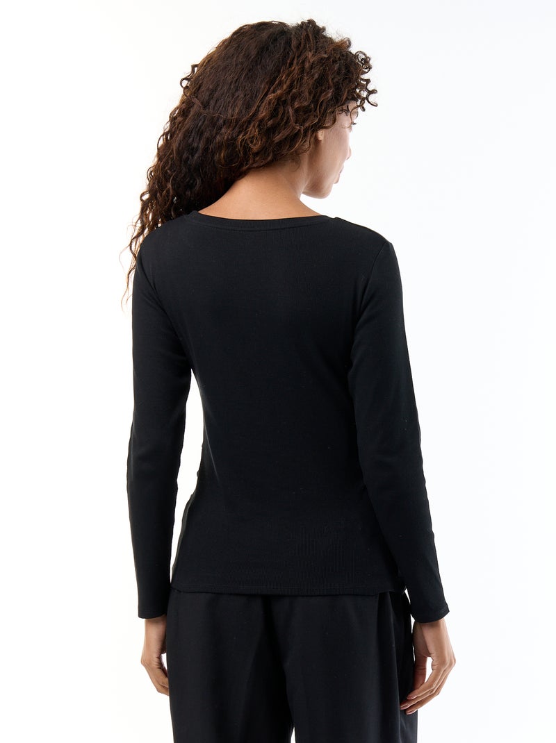 Ribstof zwangerschaps T-shirt Zwart - Kiabi