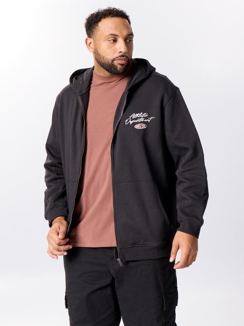 Ritssluitingsweater met capuchon en geborduurde opschriften - Kiabi