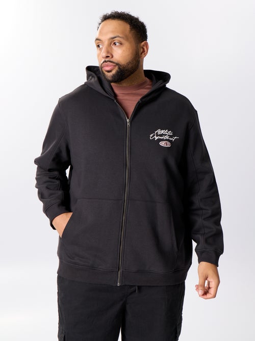 Ritssluitingsweater met capuchon en geborduurde opschriften - Kiabi