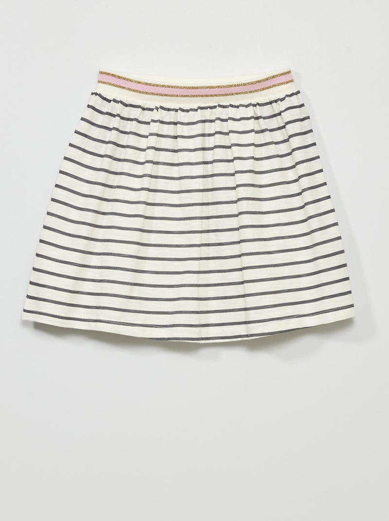 Rok met glanzende tailleband WIT - Kiabi