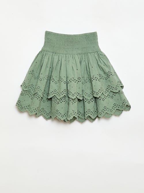 Rok met ruches en broderie anglaise - Kiabi