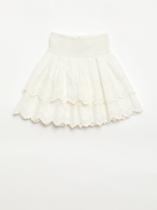 Rok met ruches en broderie anglaise - Kiabi