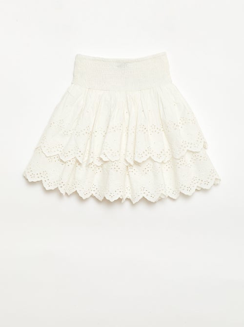 Rok met ruches en broderie anglaise - Kiabi
