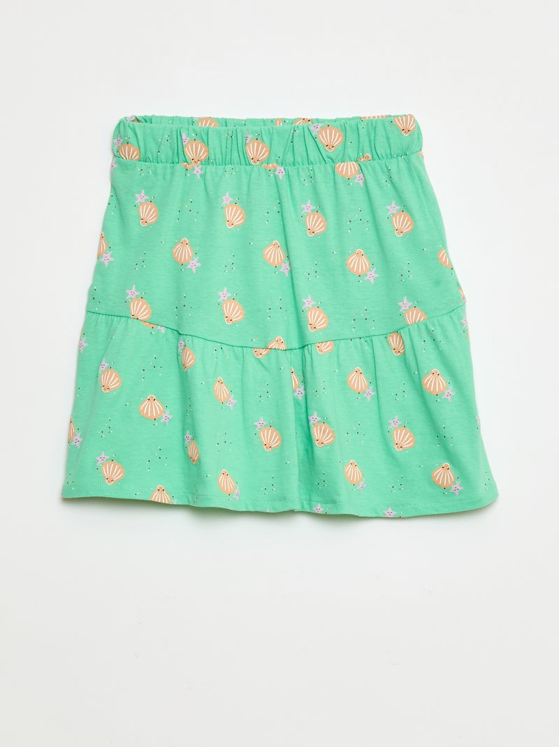 Rok met ruches en print Groen - Kiabi
