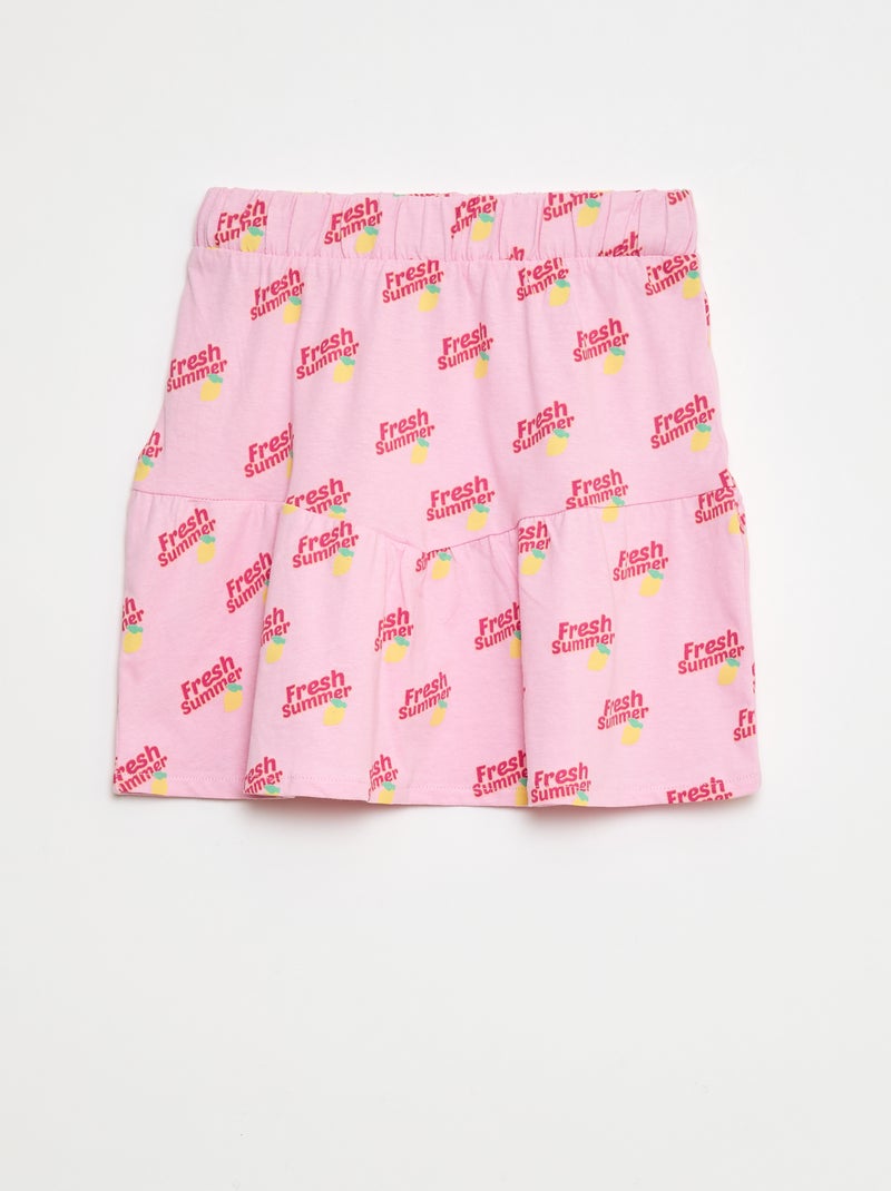 Rok met ruches en print Rose - Kiabi