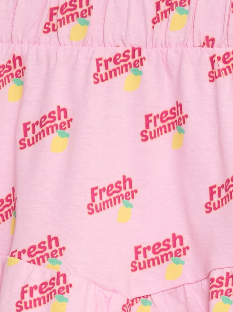 Rok met ruches en print Rose - Kiabi