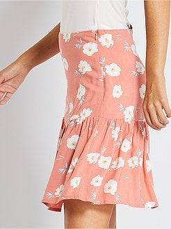 Rok met volants en bloemenprint - Kiabi