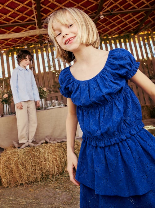 Rok van broderie anglaise met ruches - Kiabi