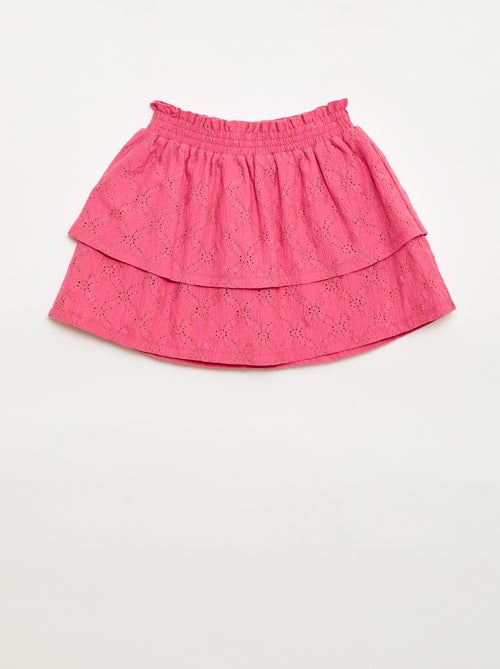 Rok van broderie anglaise met ruches - Kiabi