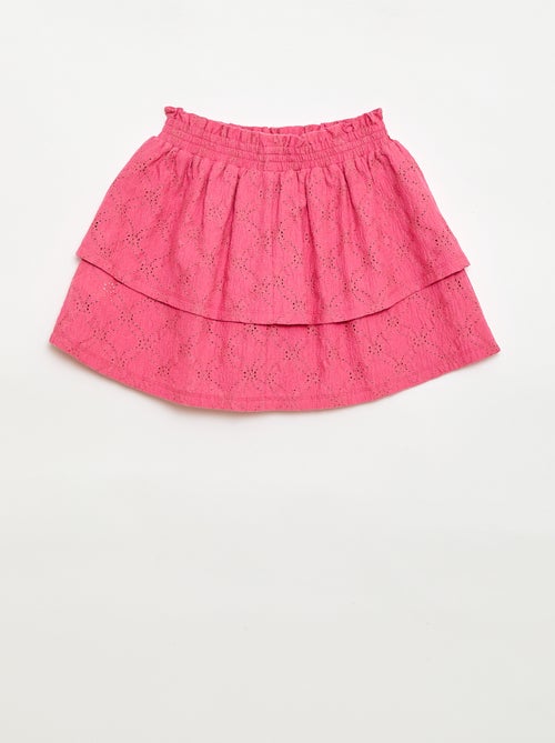 Rok van broderie anglaise met ruches - Kiabi