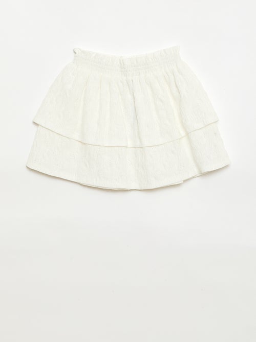Rok van broderie anglaise met ruches - Kiabi