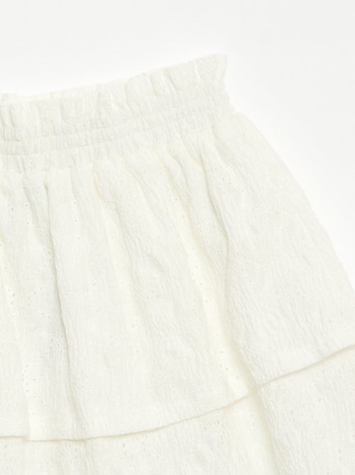 Rok van broderie anglaise met ruches - Kiabi