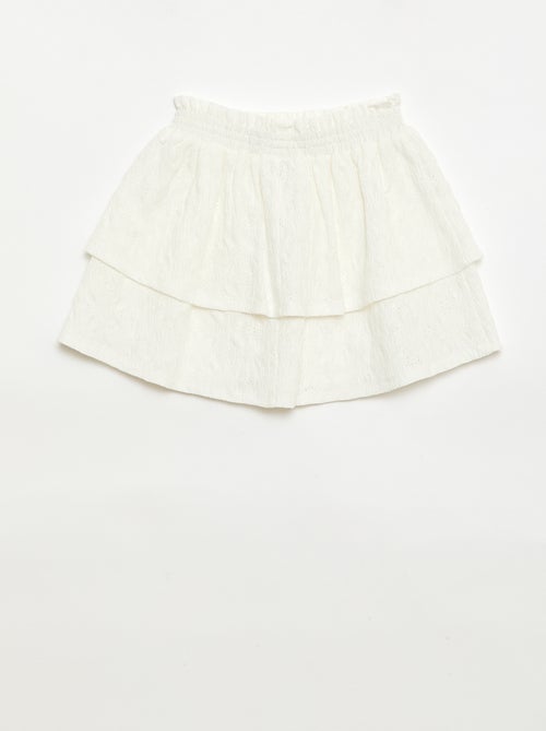 Rok van broderie anglaise met ruches - Kiabi