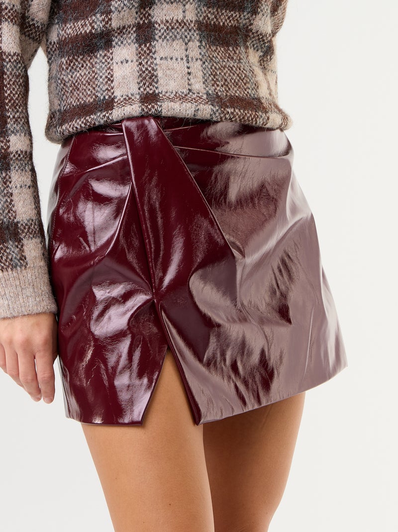 Rok van imitatieglansleer Rood - Kiabi