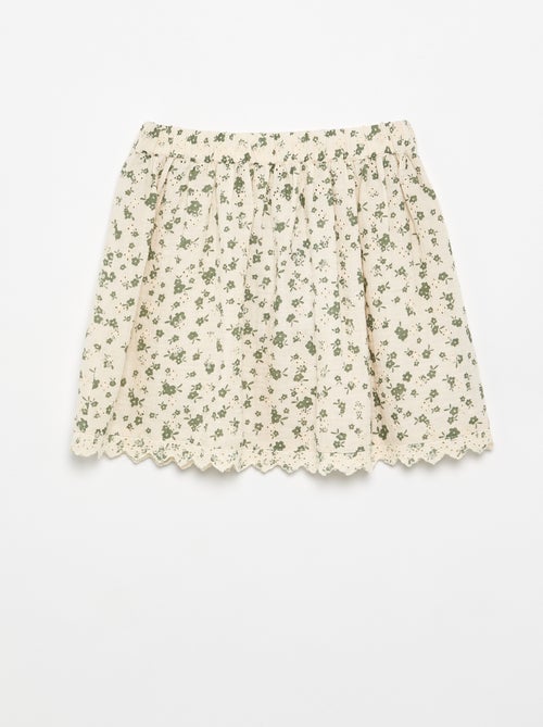 Rok van katoengaas met print - Kiabi