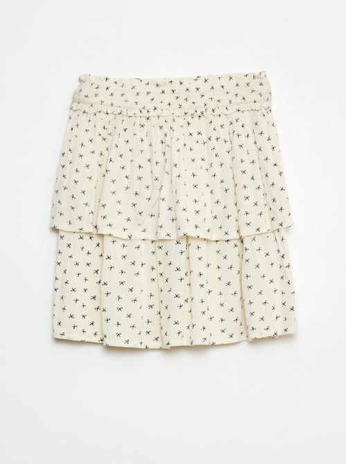 Rok van kreukeltricot met bloemenprint - Kiabi