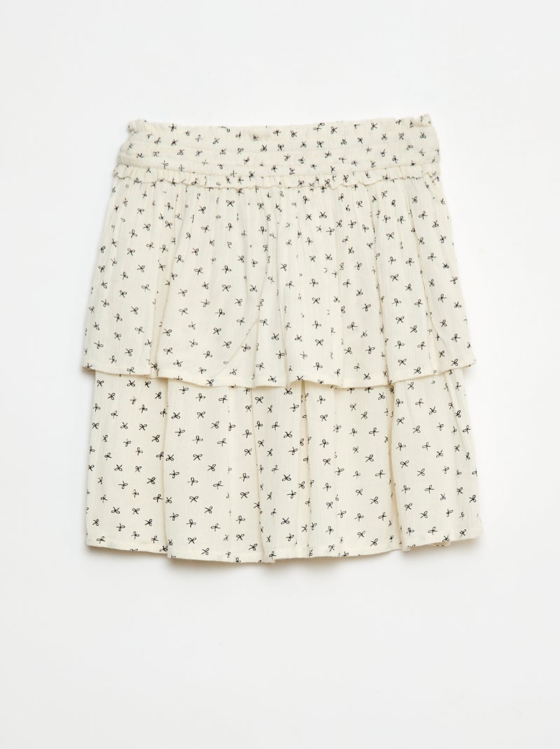 Rok van kreukeltricot met bloemenprint Biege - Kiabi